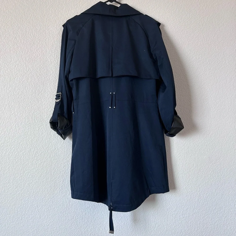 BCBGeneration Midnight Navy Blue Double Breasted Lightweight Spring Trench Coat - Picture 2 of 16